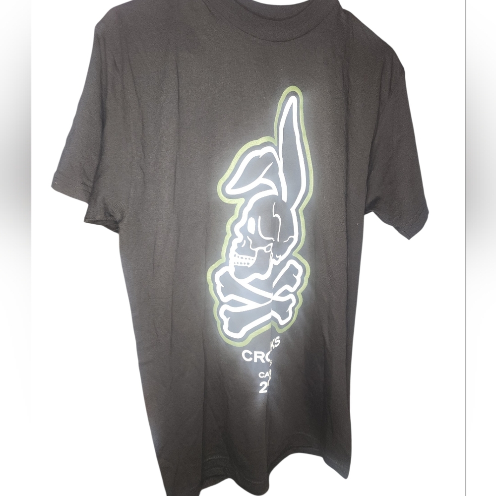 Crooks & Castles Black Tee with Skull and Bunny Graphic - Picture 2 of 2